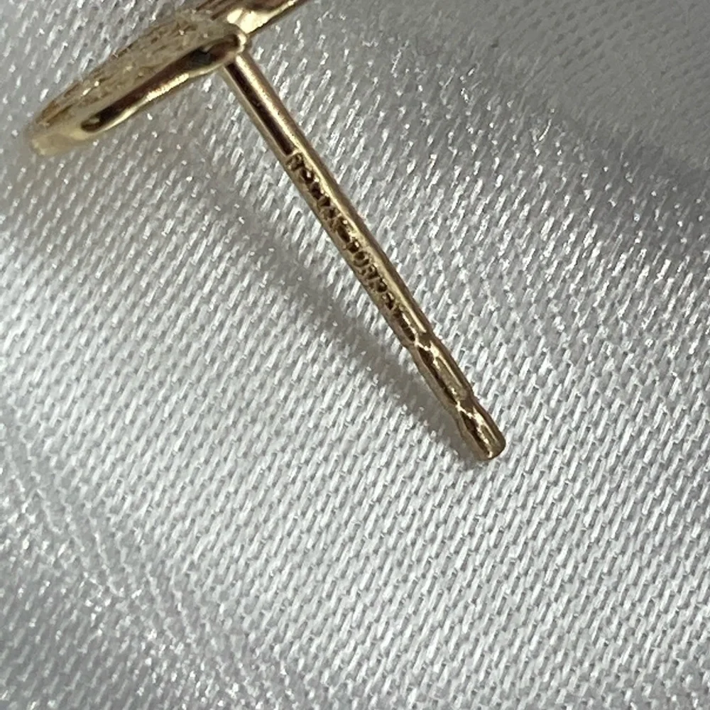 14k Yellow Gold Hand of Hamsa Earrings - Picture 4 of 4